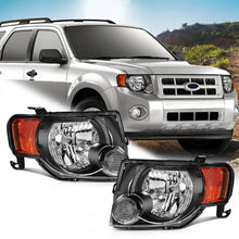 Load image into Gallery viewer, 2008 to 2012 Ford Escape SUV Headlights, Stealth Black Housing Clear Lens Assembly, Left Driver &amp; Right Passenger Side Pair Set, Direct OEM Fit

