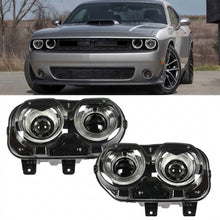 Load image into Gallery viewer, 2015-2018 Dodge Challenger Halogen Headlights, Dual LED Halo DRL Signature Assembly, Left &amp; Right Side Pair, Direct OEM Fit
