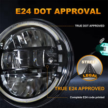 Load image into Gallery viewer, 7-Inch Round LED Headlight with Halo DRL &amp; High/Low Beam
