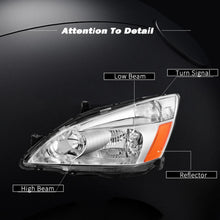 Load image into Gallery viewer, 2003-2007 Honda Accord Chrome Headlight Assembly Pair with Amber Corners
