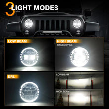 Load image into Gallery viewer, 7-Inch Round LED Headlight with Halo DRL &amp; High/Low Beam
