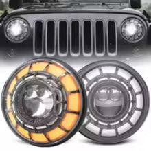 Load image into Gallery viewer, 7-Inch Round LED Projector Headlight with White DRL &amp; Amber Turn Signal
