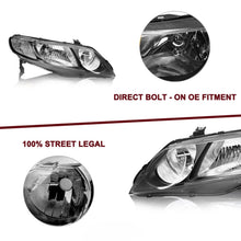 Load image into Gallery viewer, 2006-2011 Honda Civic 4-Door Sedan Halogen Headlight Assembly Pair - Black
