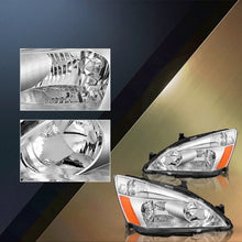 Load image into Gallery viewer, 2003-2007 Honda Accord Chrome Headlight Assembly Pair with Amber Corners
