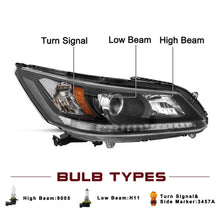 Load image into Gallery viewer, 2013-2015 Honda Accord Sedan Black Projector Headlight Assembly Pair - No DRL
