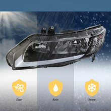 Load image into Gallery viewer, 2006-2011 Honda Civic 4-Door Sedan LED Strip Headlight Assembly Pair - Matte Black
