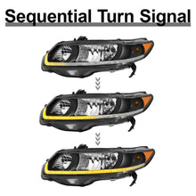 Load image into Gallery viewer, 2006-2011 Honda Civic 2-Door Coupe LED DRL Headlight Assembly Pair - Black
