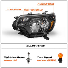 Load image into Gallery viewer, 2012-2015 Toyota Tacoma Black Headlight Assembly Pair with Amber Corners
