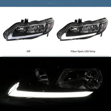 Load image into Gallery viewer, 2006-2011 Honda Civic 4-Door Sedan LED Strip Headlight Assembly Pair - Matte Black
