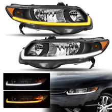 Load image into Gallery viewer, 2006-2011 Honda Civic 2-Door Coupe LED DRL Headlight Assembly Pair - Black
