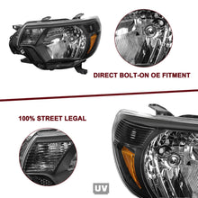 Load image into Gallery viewer, 2012-2015 Toyota Tacoma Black Headlight Assembly Pair with Amber Corners
