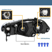 Load image into Gallery viewer, 2006-2011 Honda Civic 4-Door Sedan LED Strip Headlight Assembly Pair - Matte Black
