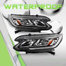 Load image into Gallery viewer, 2015-2016 Honda CR-V Black Headlight Assembly Pair with Amber Corners
