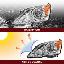 Load image into Gallery viewer, 2007-2011 Honda CR-V Chrome Headlight Assembly Pair with Amber Corner Lamps
