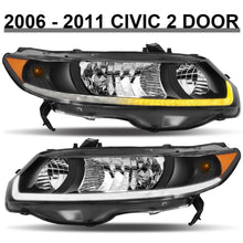 Load image into Gallery viewer, 2006-2011 Honda Civic 2-Door Coupe LED DRL Headlight Assembly Pair - Black
