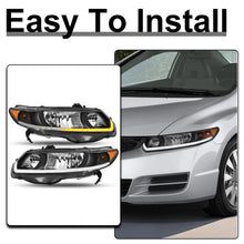 Load image into Gallery viewer, 2006-2011 Honda Civic 2-Door Coupe LED DRL Headlight Assembly Pair - Black
