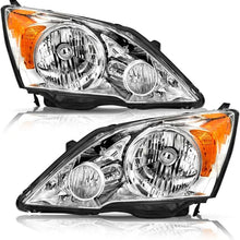 Load image into Gallery viewer, 2007-2011 Honda CR-V Chrome Headlight Assembly Pair with Amber Corner Lamps
