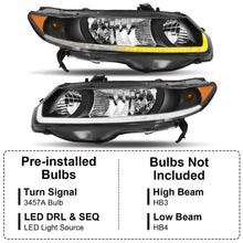 Load image into Gallery viewer, 2006-2011 Honda Civic 2-Door Coupe LED DRL Headlight Assembly Pair - Black
