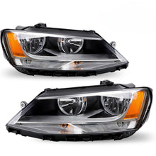 Load image into Gallery viewer, 2011-2018 Volkswagen Jetta Chrome Halogen Headlight Assembly Pair with Amber Markers
