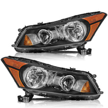 Load image into Gallery viewer, 2008-2012 Honda Accord Sedan Black Headlight Assembly Pair with Amber Corners
