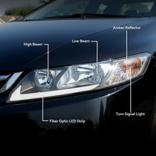 Load image into Gallery viewer, 2006-2011 Honda Civic 4-Door Sedan LED Strip Headlight Assembly Pair - Matte Black

