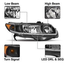 Load image into Gallery viewer, 2006-2011 Honda Civic 2-Door Coupe LED DRL Headlight Assembly Pair - Black
