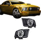 2005-2009 Ford Mustang Black LED DRL Halo Headlights, Projector Lens Assembly, Left & Right Side Pair, Direct OEM Fit