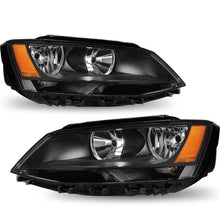 Load image into Gallery viewer, 2011-2018 Volkswagen Jetta Black Halogen Headlight Assembly Pair with Amber Markers
