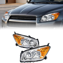 Load image into Gallery viewer, 2009-2012 Toyota RAV4 Chrome Headlights, Amber Corner Crystal Clear Lens Assembly, Left &amp; Right Side Pair, Direct OEM Fit
