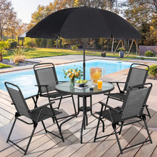 Load image into Gallery viewer, 4 Person Outdoor Patio Dining Set With Umbrella
