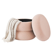 Load image into Gallery viewer, Round Boucle Ottoman Storage
