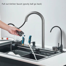 Load image into Gallery viewer, Waterfall Kitchen Sink Stainless Steel with Faucet Single Bowl Workstation Sink Cup Washer Soap Dispenser
