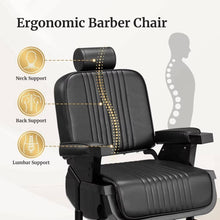 Load image into Gallery viewer, Hydraulic Barber Chair Vintage Style Heavy Duty Reclining Salon Chair 360 Swivel with Footrest
