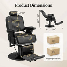 Load image into Gallery viewer, Hydraulic Barber Chair Vintage Style Heavy Duty Reclining Salon Chair 360 Swivel with Footrest
