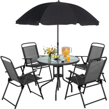 Load image into Gallery viewer, 4 Person Outdoor Patio Dining Set With Umbrella
