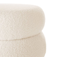 Load image into Gallery viewer, Round Boucle Ottoman Storage
