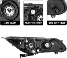 Load image into Gallery viewer, 2013-2015 Honda Accord Sedan Headlights Pair, Professional Projector Halogen Headlamp (W/O LED DRL Models), LH+RH Side Replacement, Black
