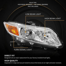 Load image into Gallery viewer, 2012-2015 Honda Civic Sedan Black Housing Headlights, 2012 2013 Civic Coupe Headlamp Pair with Amber Reflector, Professional Replacement Set
