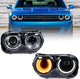 2015-2023 Dodge Challenger LED DRL Projector Headlights, High Performance LH & RH Headlamp Set, Black Housing Halogen Replacement