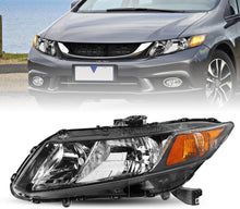 Load image into Gallery viewer, 2012-2015 Honda Civic Sedan Black Housing Headlights, 2012 2013 Civic Coupe Headlamp Pair with Amber Reflector, Professional Replacement Set
