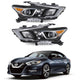 2016-2018 Nissan Maxima Black Projector Headlights, LED DRL Signature Assembly, Left & Right Side Pair, Direct OEM Fit