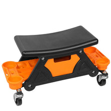 Load image into Gallery viewer, Automotive Rolling Mechanic Stool, 25-1/2" x 13" x 12" Work Seat with Lockable Swivel Wheels &amp; Removable Tool Trays, 300 lbs Capacity
