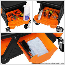 Load image into Gallery viewer, Automotive Rolling Mechanic Stool, 25-1/2" x 13" x 12" Work Seat with Lockable Swivel Wheels &amp; Removable Tool Trays, 300 lbs Capacity

