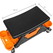 Load image into Gallery viewer, Automotive Rolling Mechanic Stool, 25-1/2" x 13" x 12" Work Seat with Lockable Swivel Wheels &amp; Removable Tool Trays, 300 lbs Capacity
