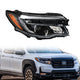 2016-2018 Honda Pilot & 2017 to 2020 Ridgeline Halogen Headlight, Right Passenger Side Chrome Housing with LED DRL, Direct OEM Replacement