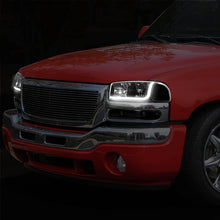 Load image into Gallery viewer, 99 07 GMC Sierra 1500-2500 3500 LED DRL Black/Clear Headlights+Bumper Lamps
