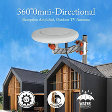 Load image into Gallery viewer, Outdoor HDTV Amplified TV Antenna, 360° Omni Directional Digital HD Antenna for 1080P 4K Local Channels, High Gain Signal Booster
