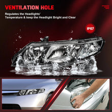 Load image into Gallery viewer, 2006-2011 Honda Civic Sedan Headlights, LH &amp; RH Set for 1.8L &amp; 2.0L 4 Door, Direct OEM Fitment Black Housing Assemblya
