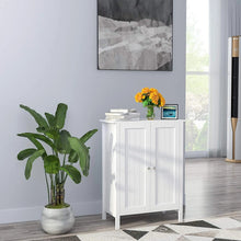 Load image into Gallery viewer, Wooden Bathroom Storage Cabinet with 3 Shelves, Double Door Floor Organizer for Towels &amp; Toiletries, Water Resistant P2 MDF
