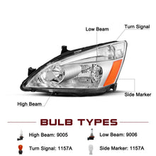 Load image into Gallery viewer, 2003-2007 Honda Accord Chrome Headlights, Amber Corner Housing Assembly, 2/4DR Pair Set, Direct OEM Bolt On Replacement

